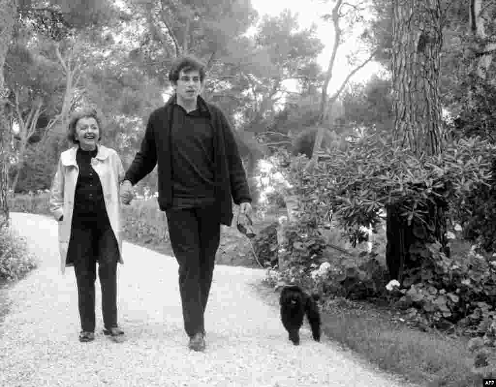 Piaf recovering from another illness, and her last husband, Theo Sarapo, walking in a park in Paris on June 1, 1963.