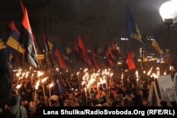 Смолоскипова хода на честь народження провідника українських націоналістів Степана Бандери. 1 січня 2015 року