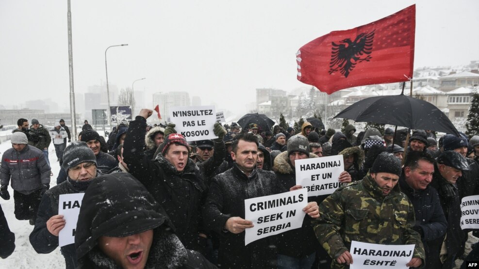 The jailing of Kosovo's former prime minister Ramush Haradinaj in France on January 4 prompted protests in Pristina.