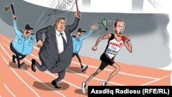 Rəssam Gündüz Ağayev 2017-ci ildə çəkdiyi bu karikaturanı "Azərbaycandan qaçış" adlandırıb