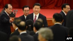 شی جین‌پینگ، معاون کنونی رئیس‌جمهور، و رهبر آینده چین در مرکز تصویر