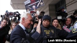 Roger Stone arrives for his arraignment at U.S. District Court in Washington on January 29.