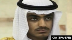 An undated CIA video grab showing Hamza bin Laden