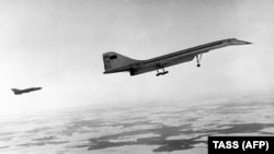 The Tu-144 is seen in December 1968 during a test-flight.