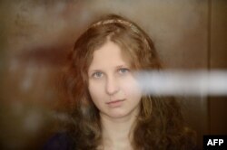 Alyokhina during a court hearing in Moscow on August 8, 2012