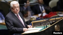 Palestinian Authority President Mahmud Abbas addresses the UN General Assembly on November 29.