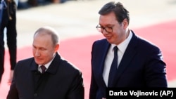 Претседателите на Русија и Србија, Владимир Путин и Александар Вучиќ во Белград. 17.1.2019 г.