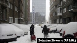 Қар басқан Сараево қаласы. 3 ақпан, 2012 жыл,