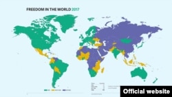 Карта из доклада «Свобода в мире — 2017» международной правозащитной организации Freedom House о состоянии политических и гражданских свобод в странах мира.