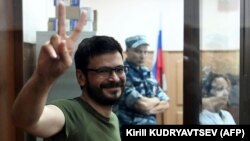 Ilya Yashin appears at a court hearing in Moscow on July 13.