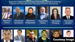 Өзбек активисттери уюштурган Виртуалдык шайлоо комиссиясы каттаган талапкерлер. 