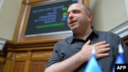 Rustem Umerov, a Ukrainian politician of Crimean Tatar origin nominated to replace Defense Minister Oleksiy Reznikov, attends parliament in Kyiv on September 5.
