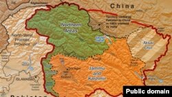 O hartă a regiunii Kashmir