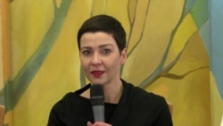 Ukraine - Maryya Kalesnikava, Belarusian opposition leader, speaks in Ukraine speaks after her release from prison in Belarus - screen grab