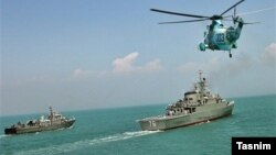 An Iranian navy drill off the Strait of Hormuz (file photo)