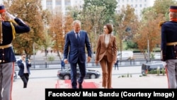 Președinta Maia Sandu, primindu-l în vizită la Chișinău pe premierul polonez, Donald Tusk, pe 4 septembrie 2024.