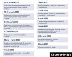 Calendar Bacalaureat 2025