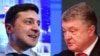 Volodymyr Zelenskiy (left) and Petro Poroshenko spoke to Europe with one voice -- exactly the same one, it seems.