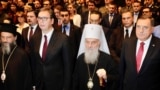 Patriarch of the Serbian Orthodox Church SPC Irinej honors Serbian President Aleksandar Vucic and BiH presidency member Milorad Dodik