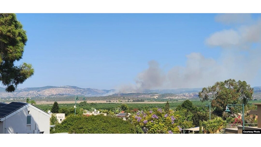 A view of the mountains that mark the Lebanese-Israeli border north of Gesher Haziv