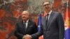 Kancelari austriak, Christian Stocker, dhe presidenti i Serbisë, Aleksandar Vuçiq. Beograd, 13 gusht 2025. 