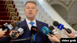 Klaus Iohannis adresîndu-se presei în 7 decembrie 2018