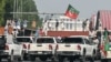 Supporters of former Prime Minister Imran Khan's PTI party protest in Islamabad on October 5.