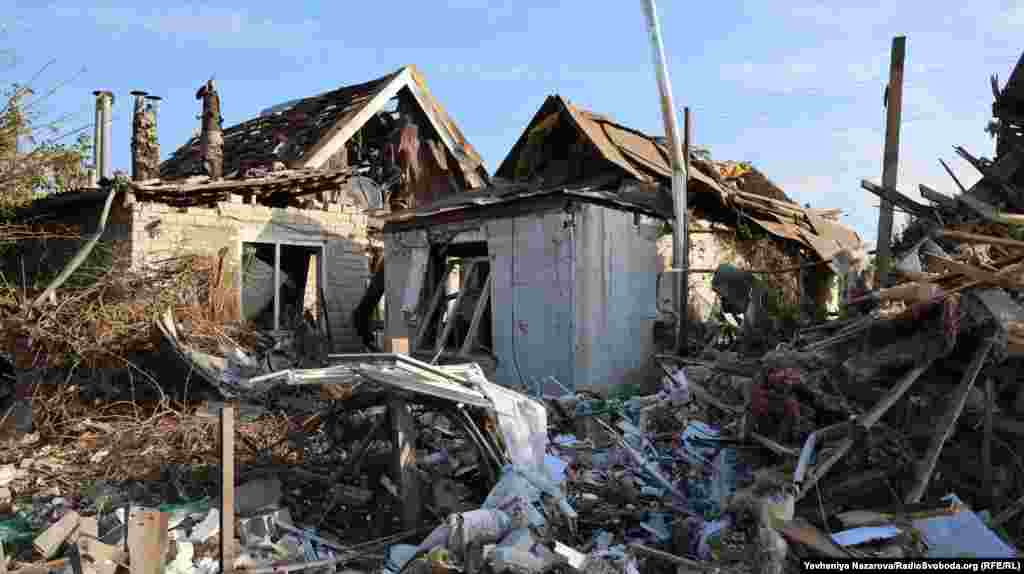 Houses destroyed by a Russian air strike in Ukraine&#39;s&nbsp;Zaporizhzhya&#39;s region. The governor said at least 29 buildings were heavily damaged in a wave of Russian strikes on October 10.