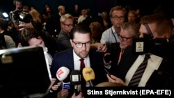 Liderul democraților suedezi, Jimmie Akesson, 7 septembrie 2018