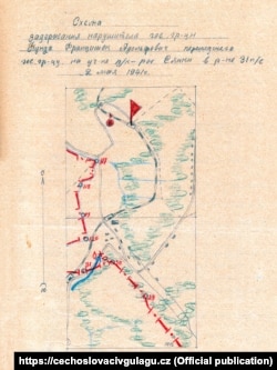 Карта из дела Франтишека Пундры, осужденного в СССР за нелегальный переход границы. Пундра перешел границу в надежде спастись от нацистской оккупации