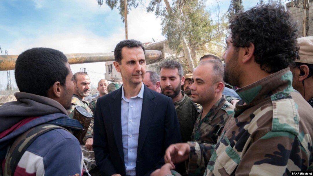 Bašar al-Asad sa sirijskim vojnicima u istočnoj Guti, 18. mart 2018.