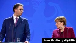 Aleksandar Vučić i Angela Merkel, Berlin, 2017.