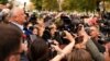 Игорь Додон на акции перед зданием парламента в Кишинёве, 29 сентября 2025 года