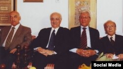 Members of Iran's National Front: Adib Brouman, Syyed Hussein Mussavian, Mohse Farshad and Davood Hermidas Bavand. Undated