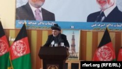 رئیس جمهور غنی در جریان سخنرانی در ولایت غور