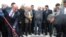 Armenia -- Energy Minister Armen Movsiaian (L) and his Iranian counterpart Majid Namju launch the construction of an Armenian-Iranian power transmission line, 14Oct2010.