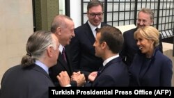 Turski predsednik Redžep Tajip Erdoan, francuski predsjednik Emanuel Makron sa suprugom Brigitom, predsednik Srbije Aleksandar Vučić i predsjednik Predsedništva BiH Bakir Izetbegović