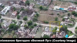 Такий вигляд нині мають вулиці Оріхова. Стопкадр відео з дрона 65-ї окремої механізованої бригади «Великий Луг»