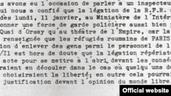 Fragment dintr-un document păstrat în Arhiva Europei Libere la Budapesta