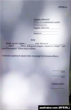 Бланк заявления на имя директора школы, на освобождение ребенка от посещения занятий.