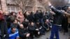 Armenia - Small business owners continue to demonstrate outside the government building in Yerevan, 30Jan2015.