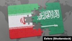 نمای بیرقهای عربستان سعودی و ایران