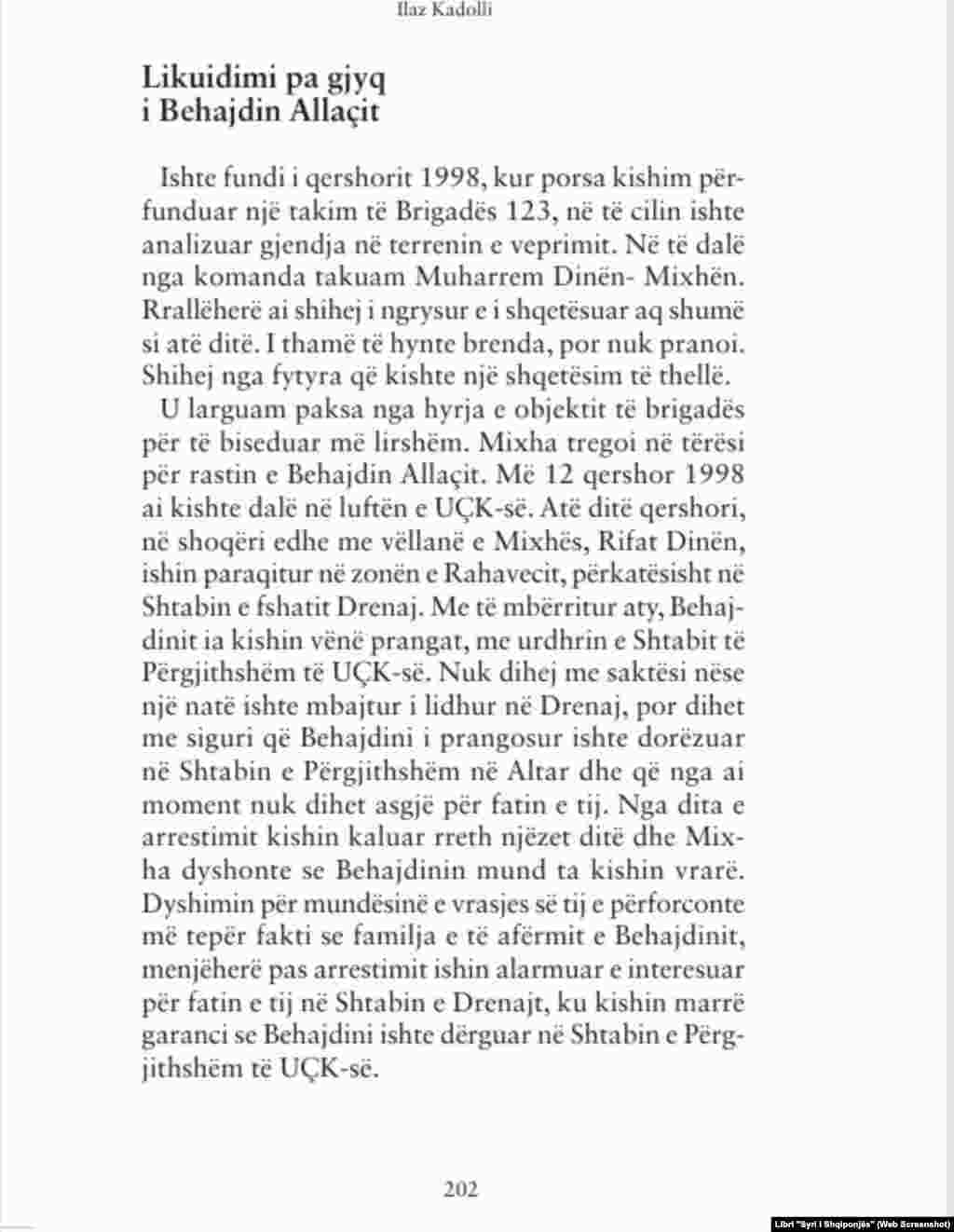 Kapitulli lidhur me zhdukjen e Behajdin Allaqit në librin "Syri i Shqiponjës" nga Ilaz Kadolli.</br><br>