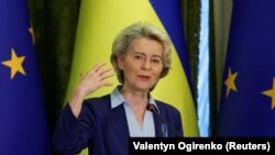 Ursula von der Leyen la Kiev, 11 iunie 2022.