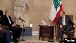 Lebanese President Michel Aoun meeting with the Iranian Parliament Speaker Ali Larijani. February 17, 2020