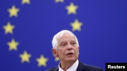 Shefi i Politikës së Jashtme të BE-së, Josep Borrell, gjatë një seance plenare të Parlamentit Evropian në Strasburg.