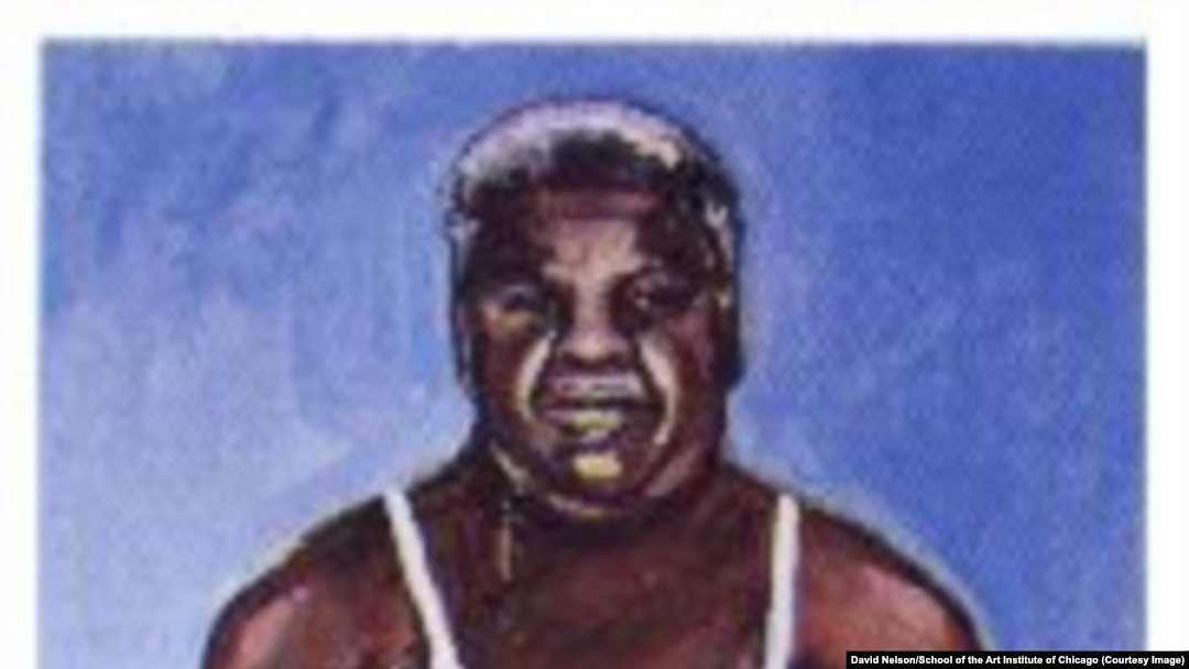 "Mirth & Girth" by David Nelson, a student of the School of the Art Institute of Chicago, depicted late Mayor Harold Washington dressed in women's underwear. (Click to see full painting)
