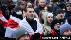 Protesters gathered in Minsk on December 21 for the second day.