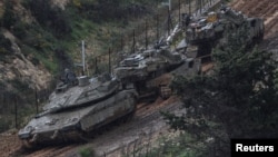 საილუსტრაციო ფოტო: ისრაელის არმიის ტანკები ლიბანის საზღვრის მახლობლად. 21 მარტი, 2026.  