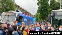 Primarul general al Chișinăului, Ion Ceban la deschiderea primelor două centre mobile de vaccinare, 26 mai 2021